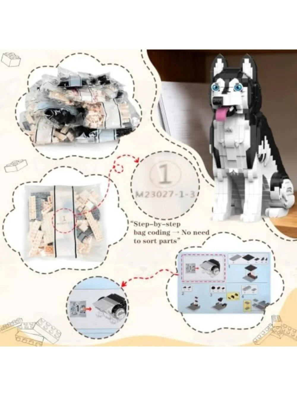 Realistic Dog Model Kit - 1439-Piece Building Blocks Set for Creative Play